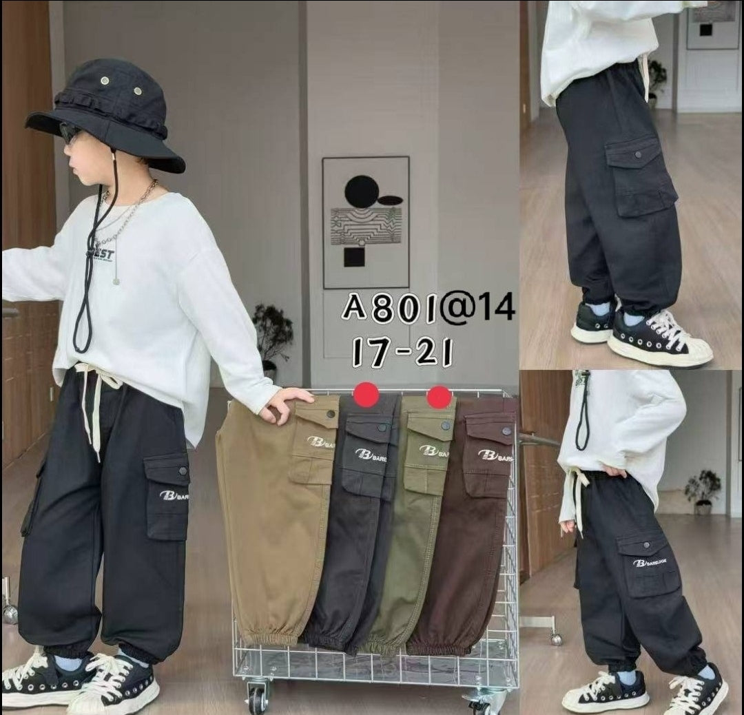 現貨
2025秋冬新款
男中童工裝長褲
顏色：綠色／黑色
