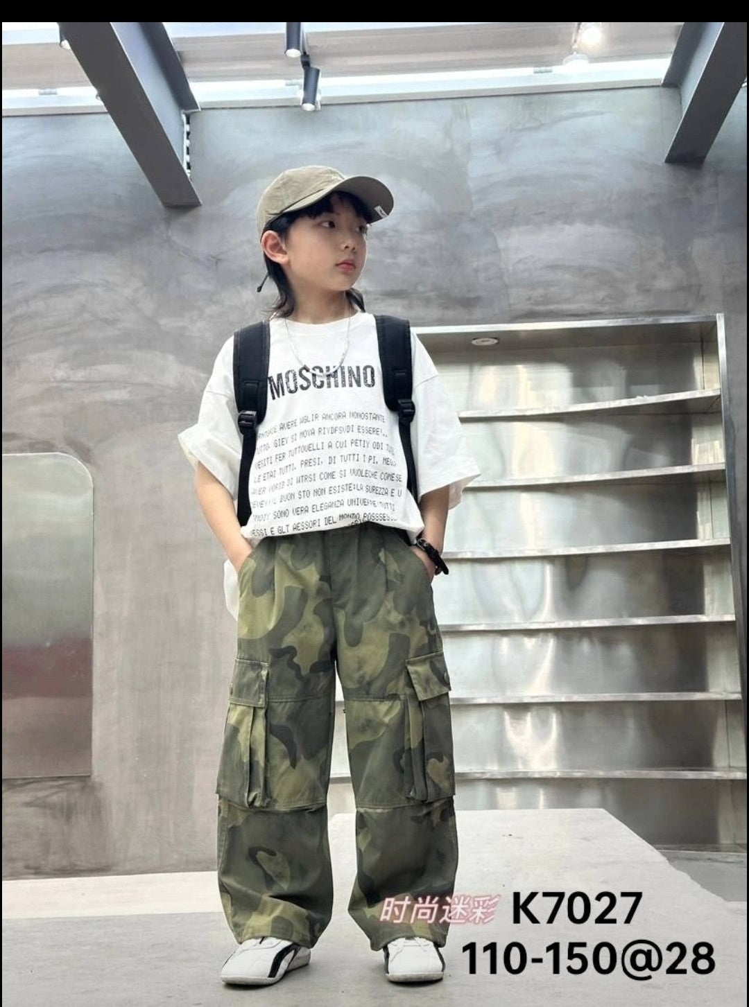現貨／現貨到
2025秋冬新款
男中大童迷彩長褲
顏色：迷彩綠色